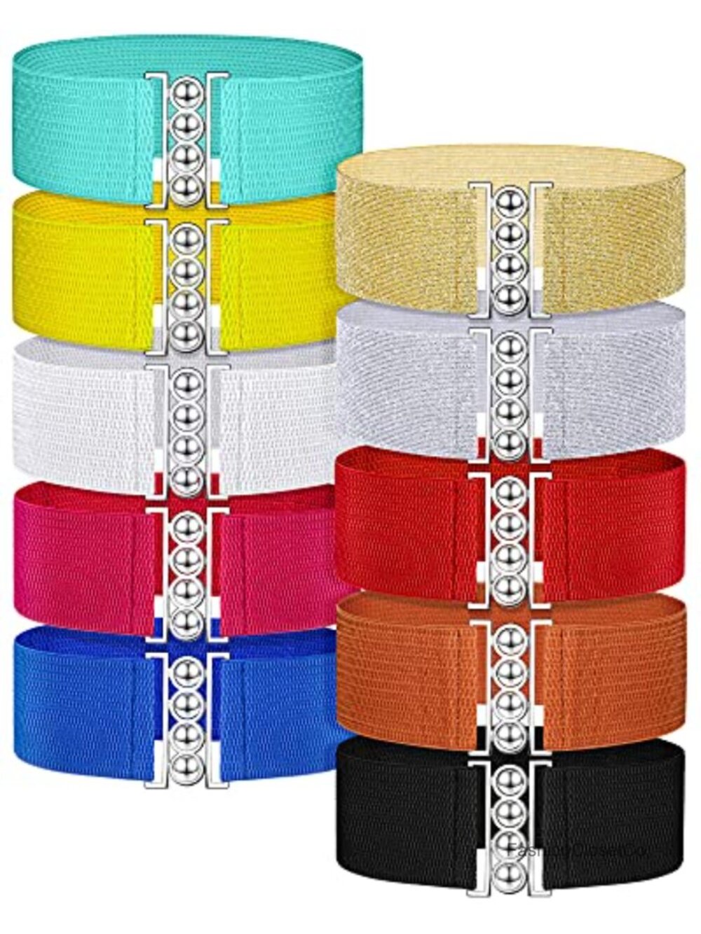 10 Pack Wide Elastic Waist Belt Stretchy Vintage Cinch Belt for Women